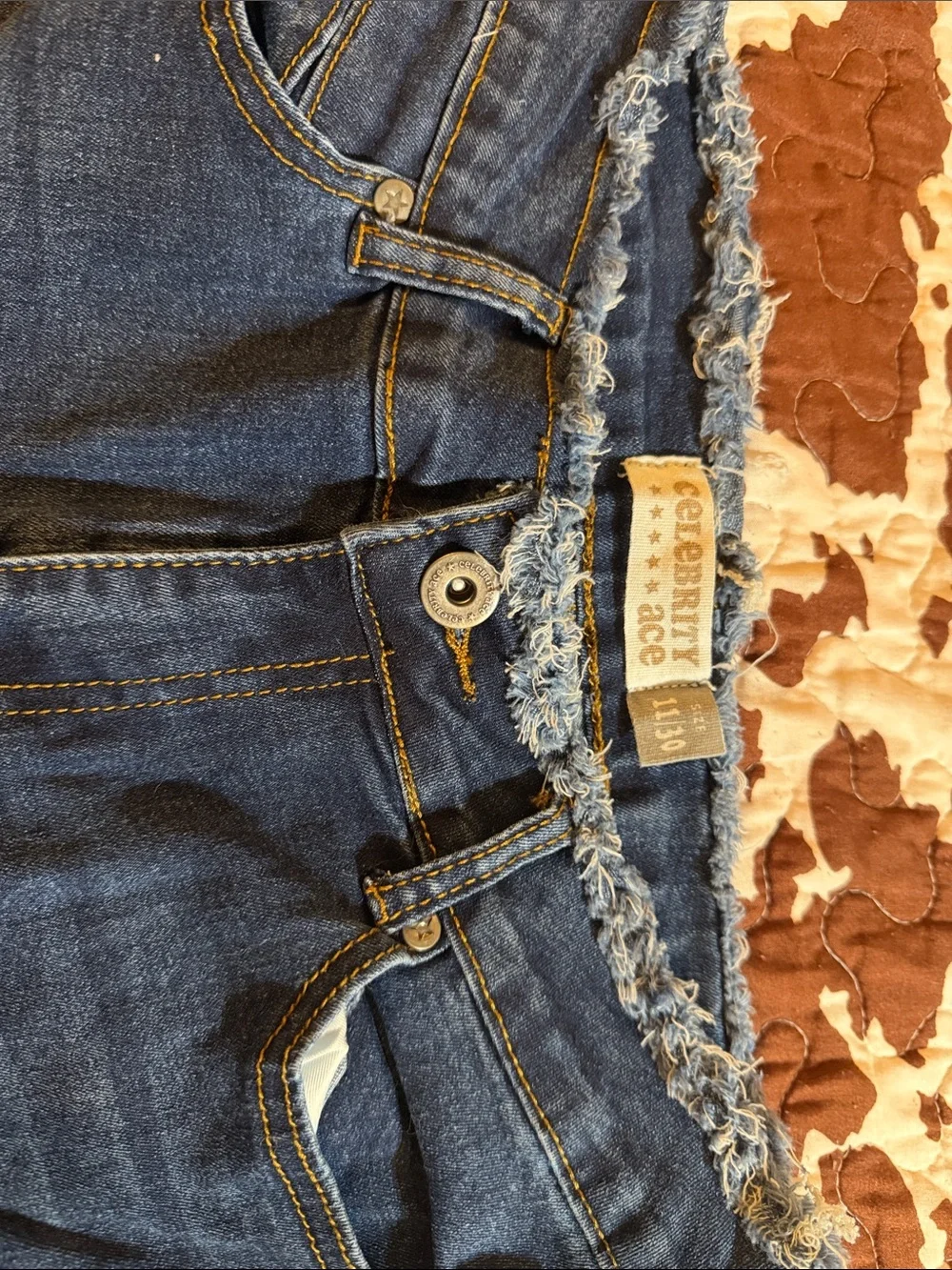 Women's Dark Blue Distressed Flare Jeans - High Rise Stretch